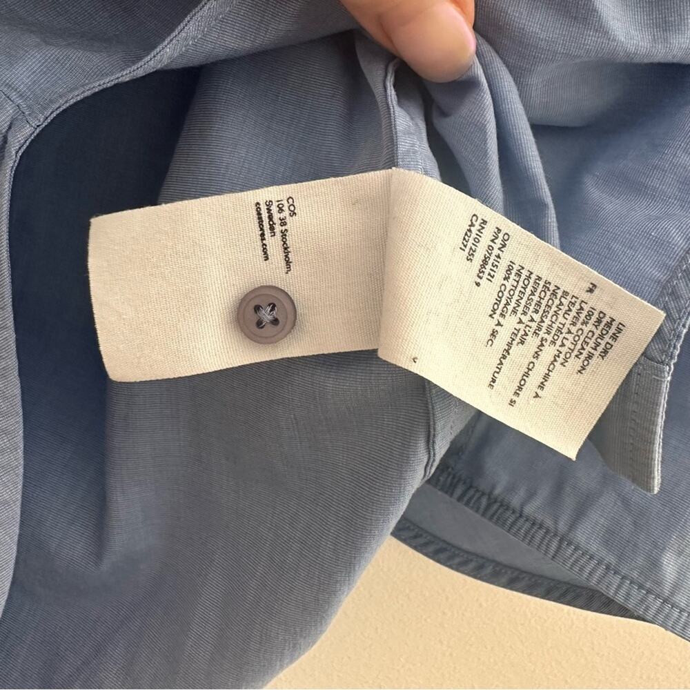 COS Casual Button Down Short Sleeved Shirt French Blue Size 6 - Picture 5 of 6